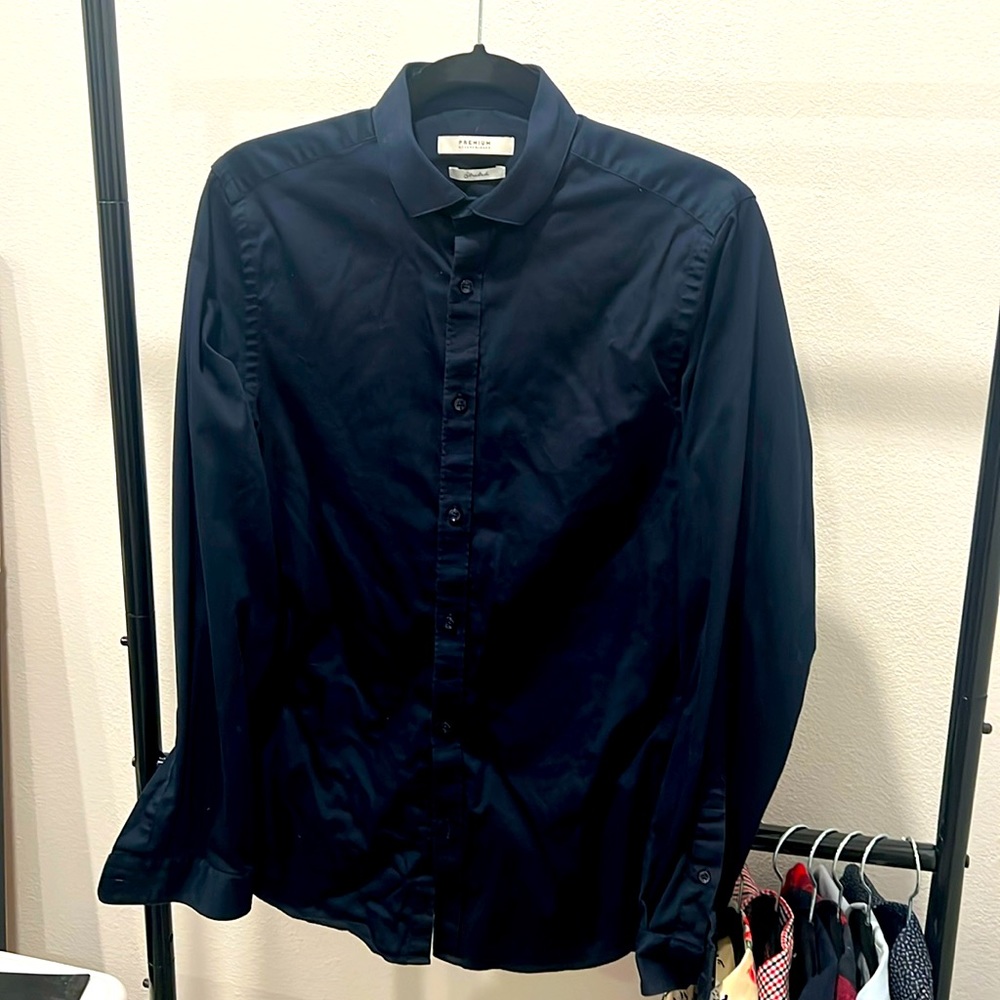 Premium by Jack and Jones Navy Blue Dress Shirt. Small